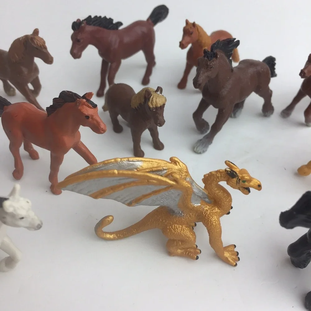 11 Horses Safari Ltd & Drako Dragon Preowned Approx 2.5